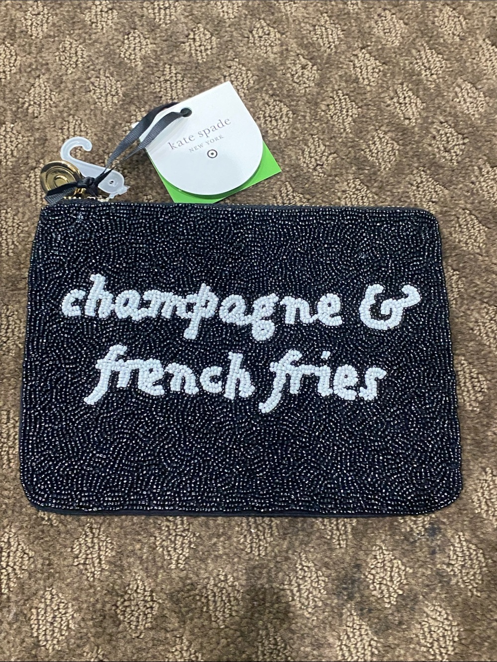 NEW Kate Spade New York Target Champagne & French Fries Beaded Clutch Purse Bag